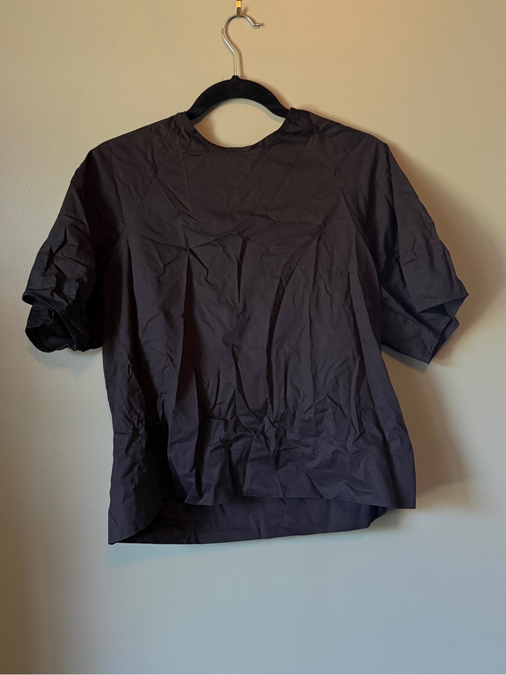 Everlane - Circle Back Tie Cotton Top Black - Size 8